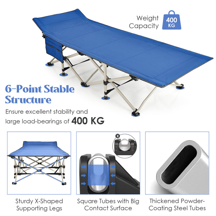 Oversized Portable Folding Camping Bed - With Carry Bag and Fireplace Accessories for Travel - Perfect for Outdoor Enthusiasts, Blue Color