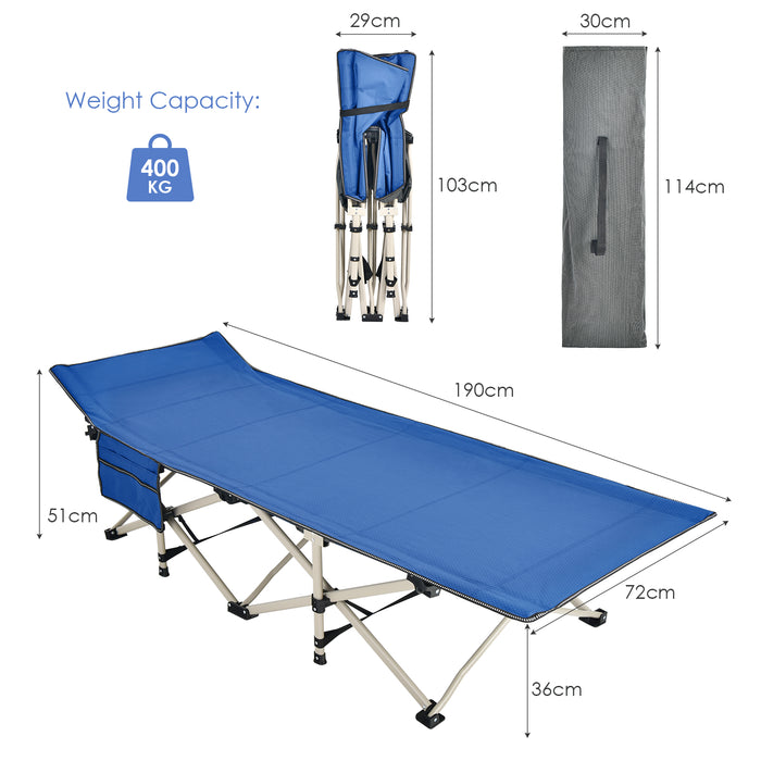 Oversized Portable Folding Camping Bed - With Carry Bag and Fireplace Accessories for Travel - Perfect for Outdoor Enthusiasts, Blue Color