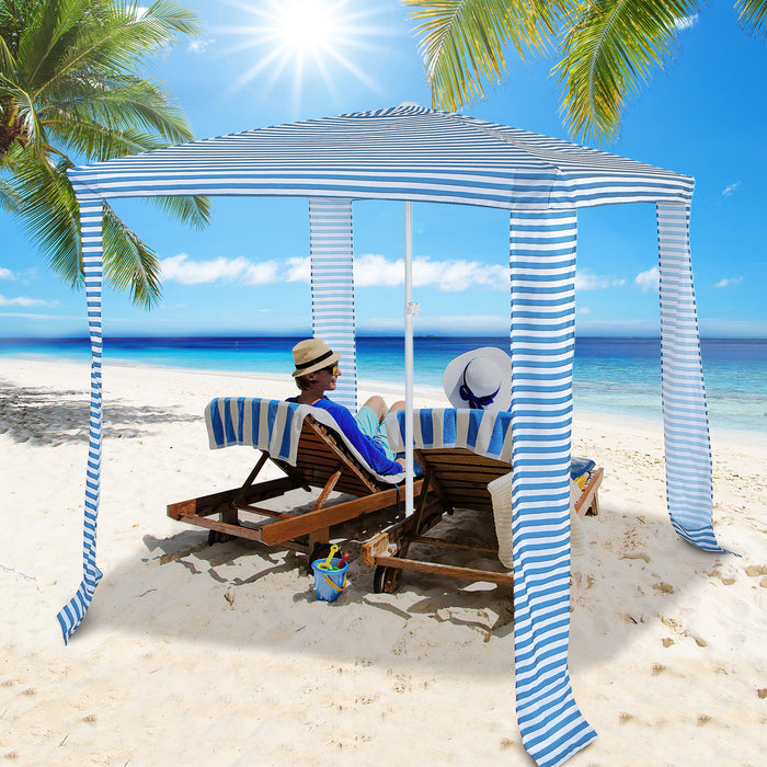 Easy-Setup Beach Canopy, 6.6 x 6.6 Feet, Foldable, Blue - Beach Shade Tent with Convenient Carry Bag - Ideal Solution for Sun Protection Outdoors