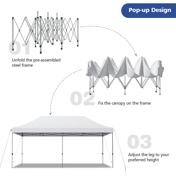 Pop Up Gazebo 6x3m - Adjustable Height, Wheeled Storage Bag, Blue Color - Perfect Solutions for Outdoor Gatherings and Events