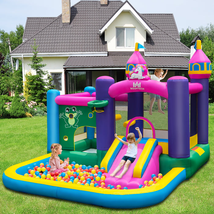 6-in-1 Inflatable Bounce House with 680W Blower - Fun and Safe Play Center with Slide for Kids - Ideal for Parties and Backyard Entertainment