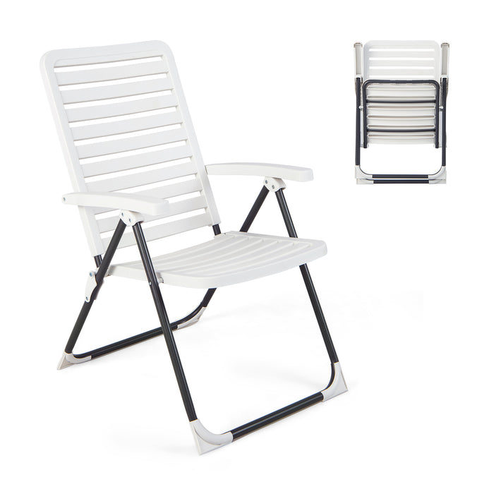 Reclining Folding Chairs Set - Adjustable Comfort with 7-Level Backrest, Pack of 2 - Ideal for Camping, Patio and Beach Outings