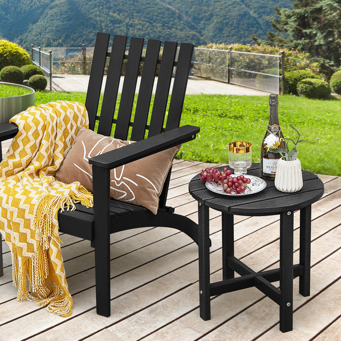 HDPE Outdoor Furniture - Patio Round Black Side Table for Yard, Porch, Garden - Ideal for Outdoor Living Spaces
