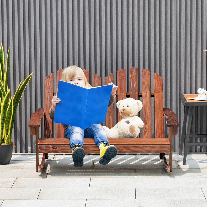 Adirondack 2-Person Rocking Chair - Outdoor Rustic Brown Rocking Bench - Perfect for Patio Relaxation and Rustic Outdoor Decor