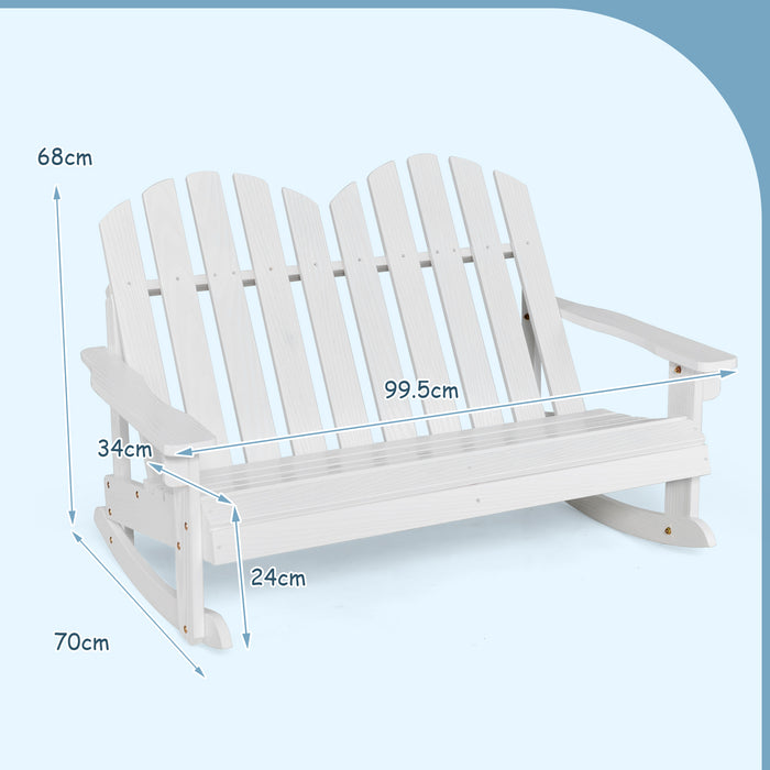 Adirondack 2-Person Rocking Chair - Outdoor Rustic Brown Rocking Bench - Perfect for Patio Relaxation and Rustic Outdoor Decor