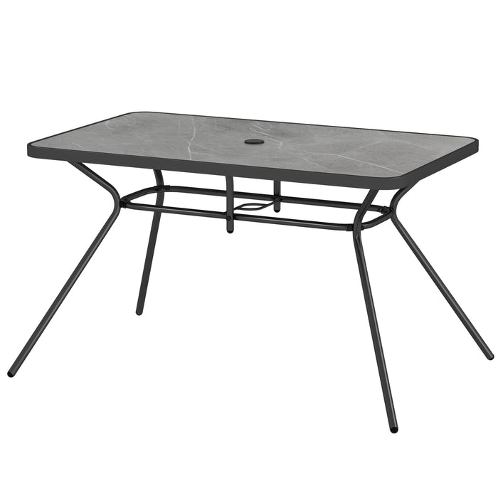 Unspecified Brand - Heavy-Duty Metal and Marble-Like Tabletop Structure in Grey - Ideal for Indoor and Outdoor Use