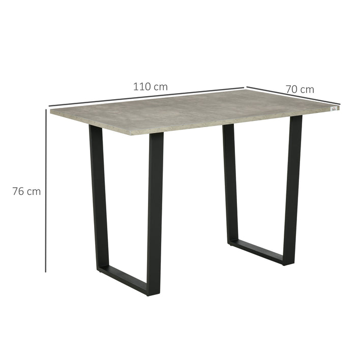 Adjustable Steel Base Rectangular Dining Table - Spacious Kitchen Table in Light Grey, Seats 4 - Ideal for Family Meals and Small Gatherings