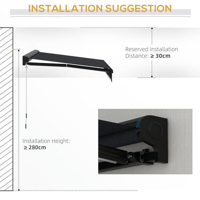 Electric Retractable Awning with LED - 2.5 x 2m Aluminium Frame, Sun Canopy for Outdoor Spaces - Ideal Shade Solution for Patio Doors and Windows