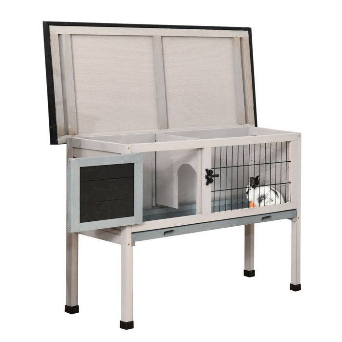 Outdoor Fir Wood Rabbit Hutch - Elevated and Weather-Resistant Design - Ideal for Backyard Pet Safety and Comfort