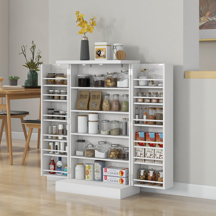 Multi-Functional Freestanding Kitchen Cupboard - White Finish with Adjustable Shelving and Ample Storage - Ideal for Organized Kitchen Space