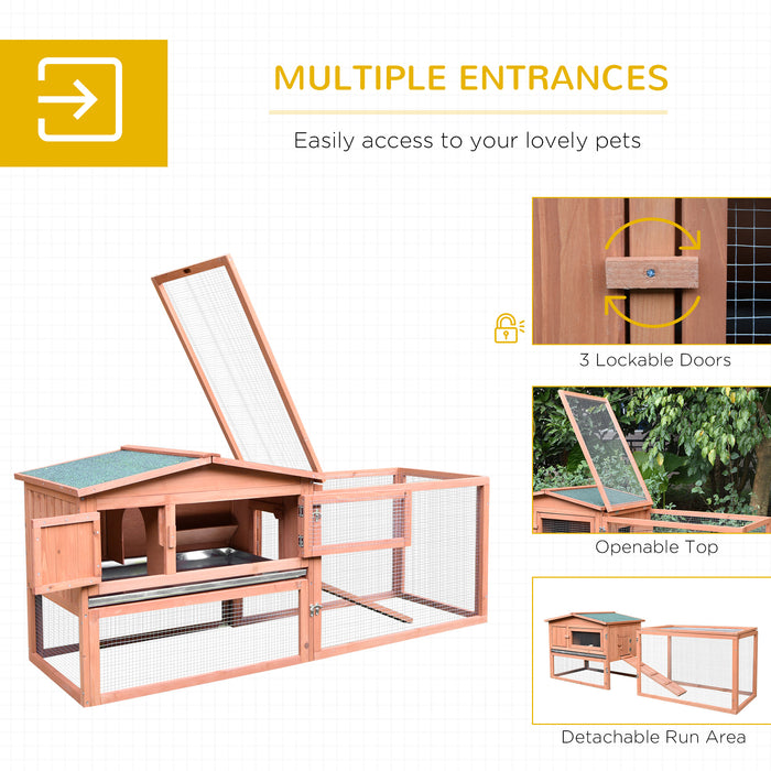 Wooden 2-Story Rabbit Hutch - Spacious Bunny Cage with Outdoor Garden Run, Chicken Coop - Ideal for Backyard Pet Haven, 158x58x68cm