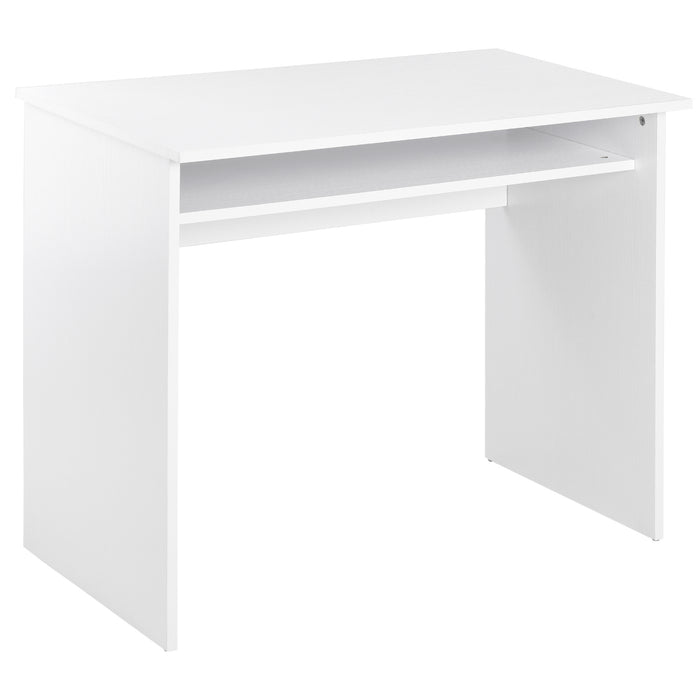 Space-Saving Computer Writing Desk with Storage - Compact Workstation with Learning Center for Home Office, 90x50 cm Size - Ideal for Students and Professionals, White