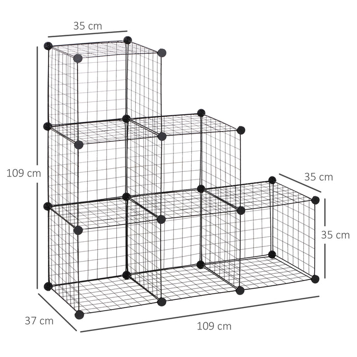 6-Cube Metal Wire Storage Rack - DIY Interlocking Organizer for Living Room, Display Shelves - Ideal for Space-Saving & Clutter-Free Environment