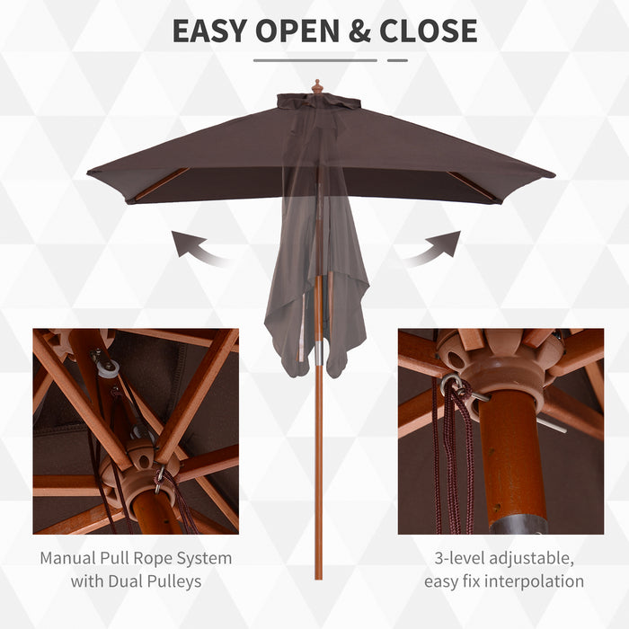 Extra Large Bamboo Garden Parasol - 2m x 1.5m Sun Umbrella with Tilt Mechanism and Fir Wooden Pole - Ideal for Patio and Outdoor Backyard Shade