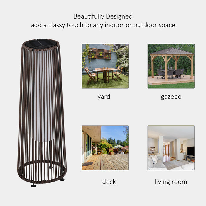 PE Rattan Solar Lantern - Outdoor Woven Resin Wicker Garden Light with Auto On/Off - Solar Powered, Weather-Resistant Decor for Patio and Yard