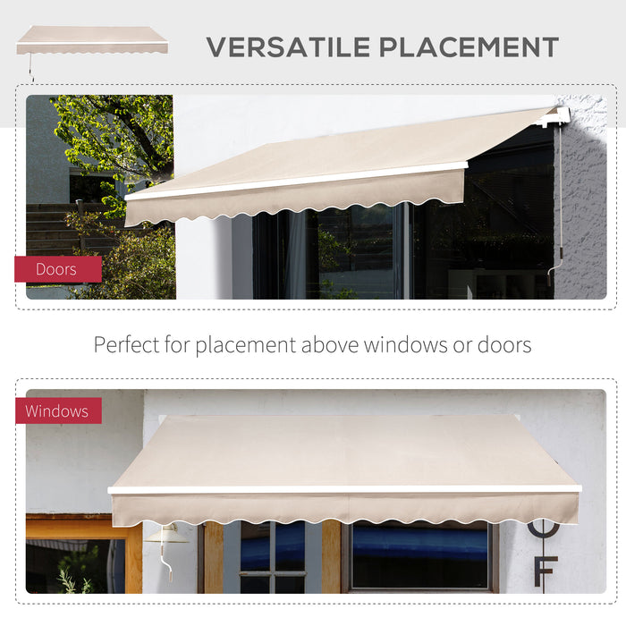 Manual Retractable Awning - 3 x 2.5m Cream White Patio Sun Shade Shelter with Winding Handle - Ideal for Garden and Outdoor Protection