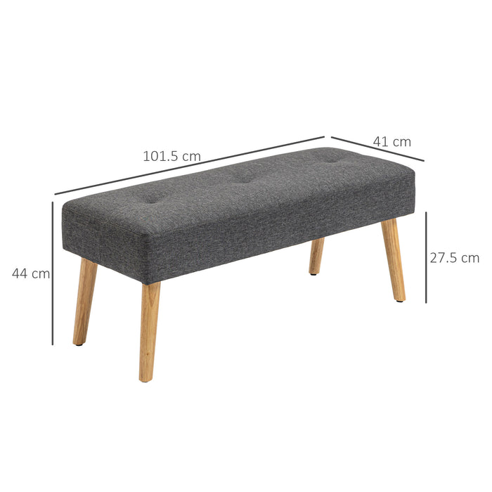 Tufted Upholstered Bench - Multi-Purpose Ottoman with Linen Fabric for Comfortable Seating - Ideal for Entryway, Living Room, or as a Shoe Bench