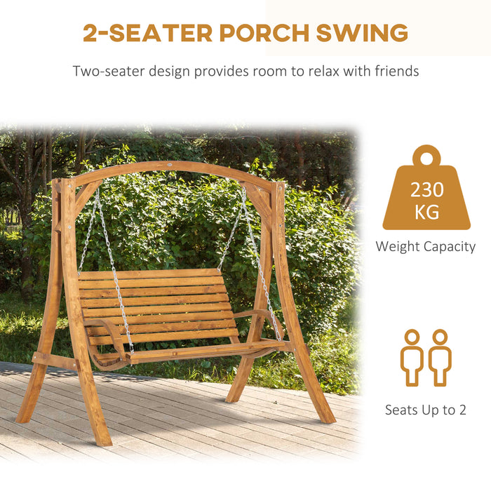 Outdoor 2-Person Wooden Garden Swing - Sturdy and Comfortable Bench, Ideal for Patio and Backyard Relaxation - Perfect for Couples and Small Families