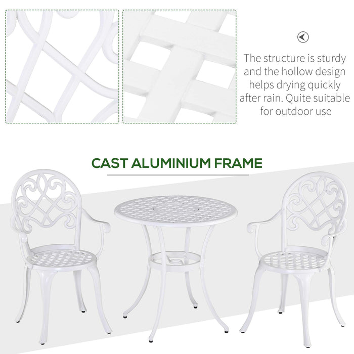 Bistro Round Table and 2 Chair Set - 3-Piece Aluminum Garden Furniture for Outdoor/Indoor Use - Perfect for Patio, Balcony, and Dining Spaces