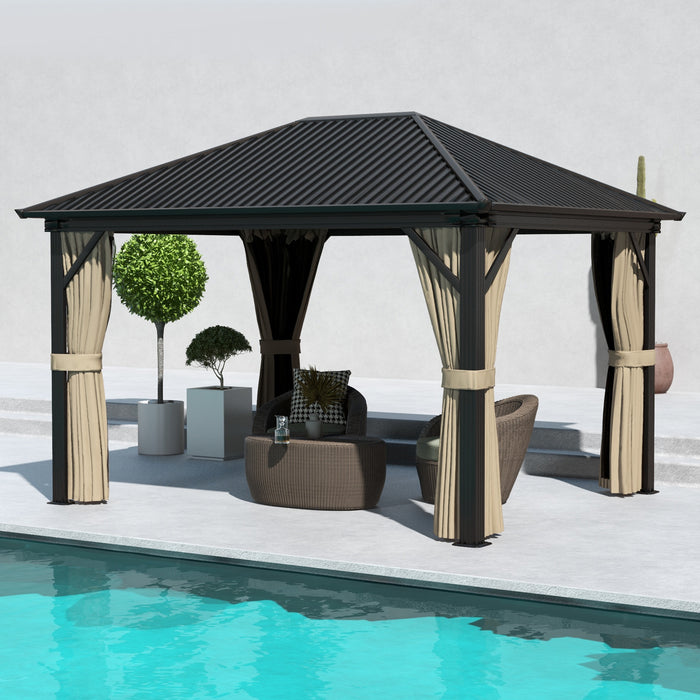 Aluminium Frame 3.6x3m Hardtop Gazebo - Durable Outdoor Shelter with Accessories - Ideal for Garden Parties and Backyard Relaxation