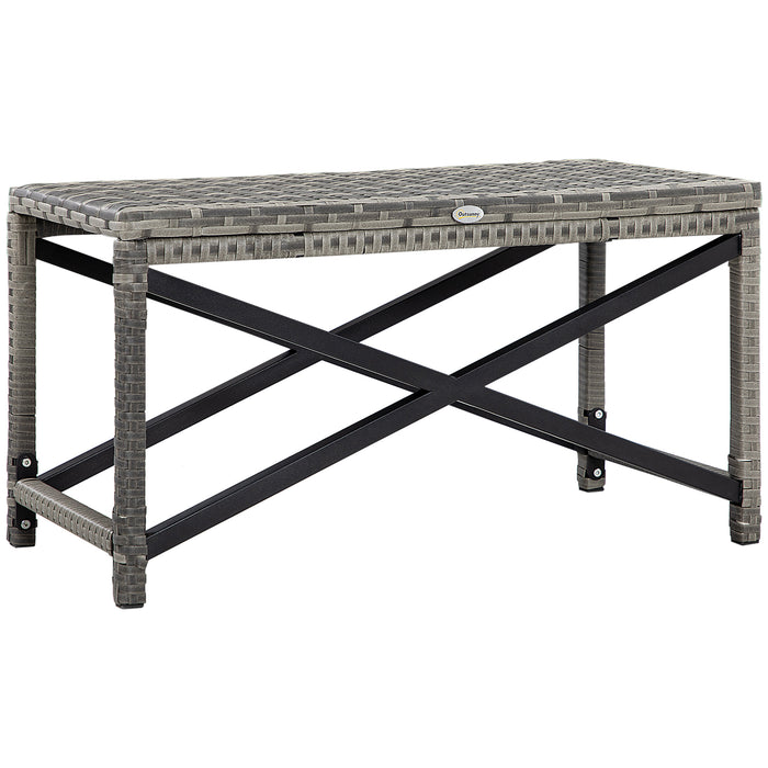 PE Wicker Outdoor Coffee Table - Rattan Patio Side Table with Full Woven Top & Underlying Plastic Board - Ideal for Garden & Patio Décor in Mixed Grey