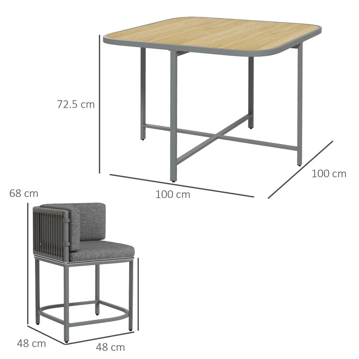 5-Piece PE Rattan Dining Set - Cushioned Cube Garden Furniture with Stone Composite Top - Ideal for Indoor & Outdoor Spaces, Stylish Grey Design