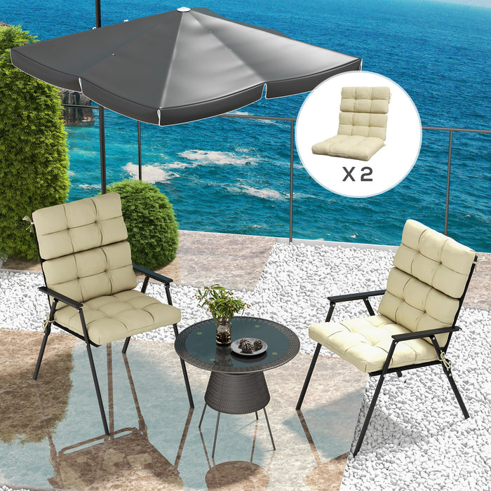 2-Piece Garden Chair Comfort Set - Patio Cushion and Backrest with Secure Ties, Beige - Upgrade for Outdoor Seating Comfort