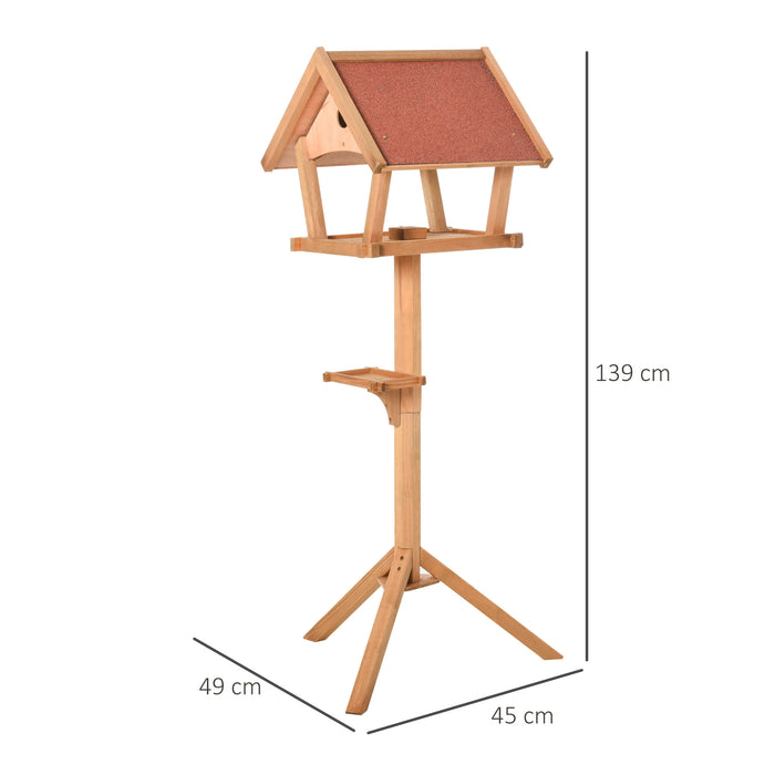 Freestanding Wooden Bird Feeder Table - Garden & Backyard Decor, Weather-Resistant Roof, Pre-cut 49x45x139cm - Perfect for Outdoor Bird Lovers and Nature Enthusiasts