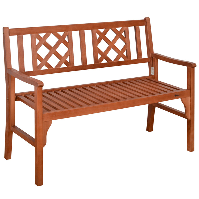 2-Seater Foldable Wooden Garden Bench - Loveseat Chair with Backrest and Armrest for Outdoor Comfort - Perfect for Patio, Porch, or Balcony Use