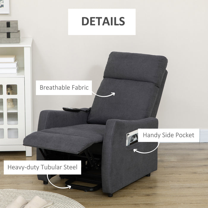 Heavy-Duty Power Lift Recliner Chair - Fabric Electric Sofa with Remote Control & Side Pocket, Grey - Ideal Comfort for Elderly