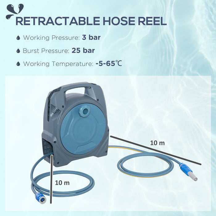 Retractable Garden Hose Reel - 20m Dual Hose with Easy Manual Rewind - Space-Saving and Lightweight Design for Outdoor Watering Needs