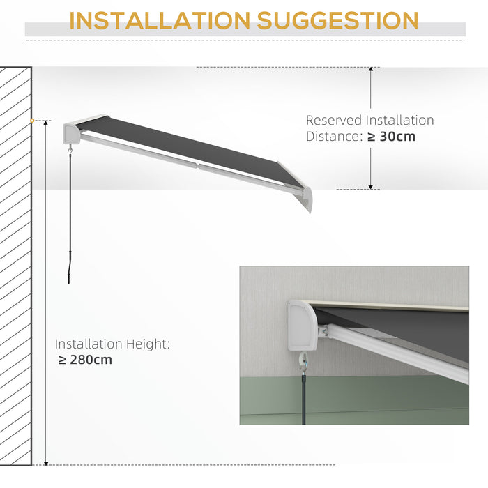 Electric Retractable Awning 3 x 2.5m - Aluminum Frame Sun Canopy with Remote Control for Patios and Windows - Provides Shade, Enhances Outdoor Comfort