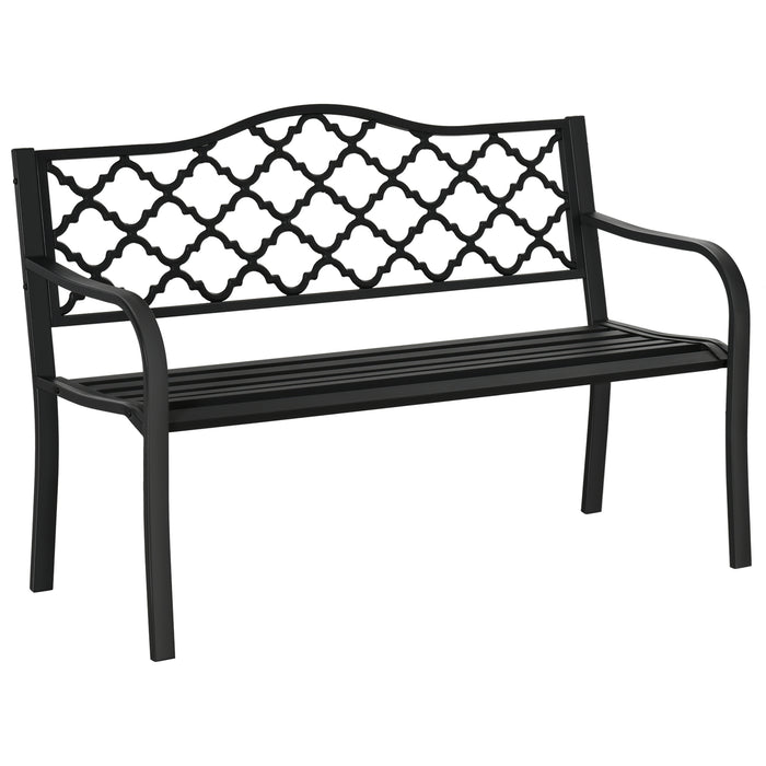 2-Seater Cast Iron Antique Garden Bench - Outdoor Loveseat Chair with Armrests for Yard, Lawn, Porch, Patio - Durable Steel Construction for Couples and Homeowners