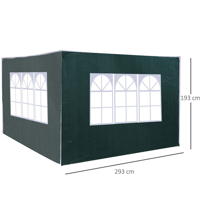 3 Meters Canopy Gazebo Side Panel - Exchangeable Marquee Wall Panels in Green - Ideal for Outdoor Events and Garden Shelter