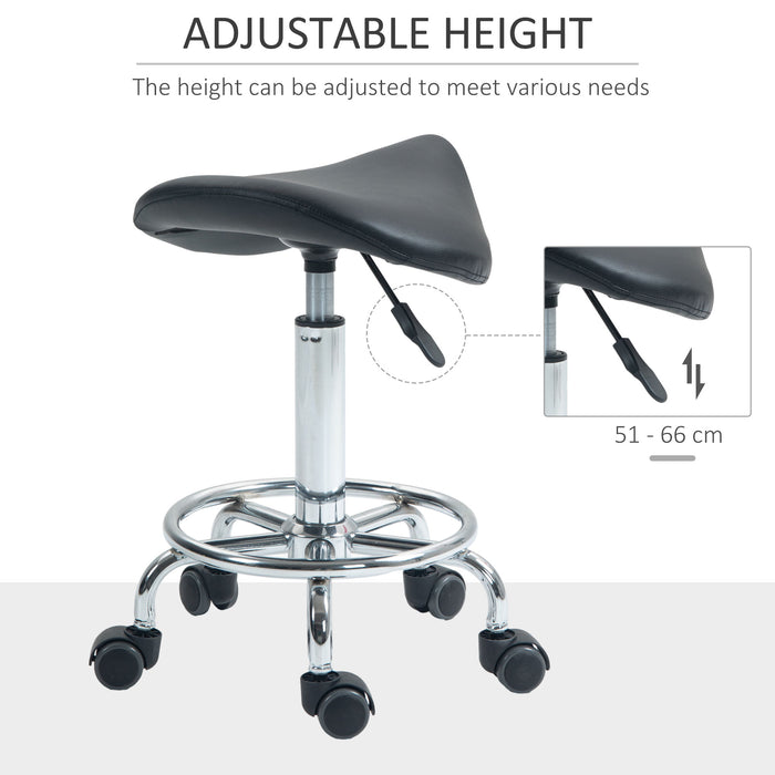 Salon Saddle Stool with Wheels - Ergonomic Rolling Chair for Massage, Spa, Tattoo, Beauty & Hairdressing - Comfort Seating for Professionals