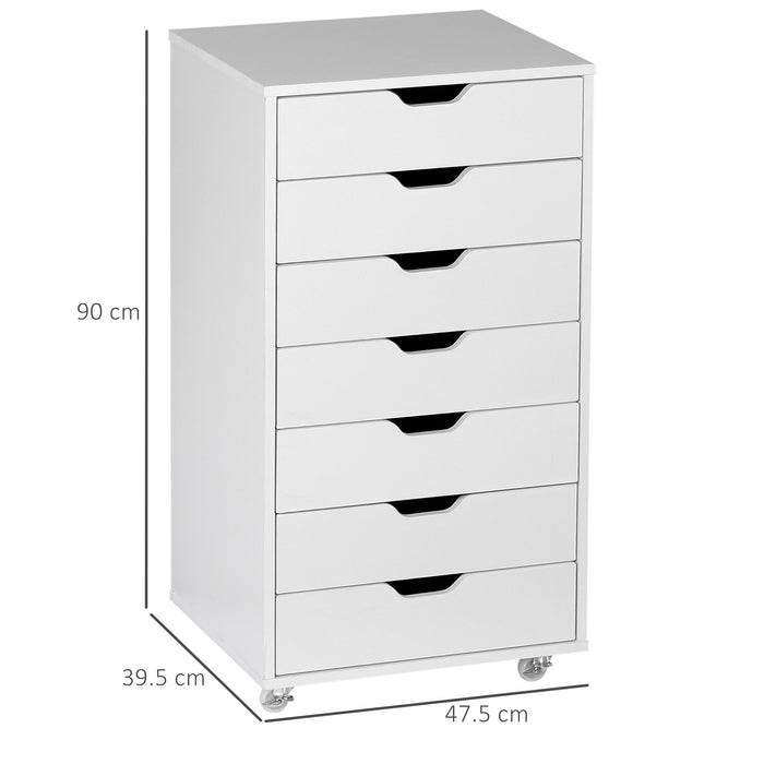 7-Drawer Vertical Filing Cabinet - Mobile Storage Solution with Wheels for Easy Movement - Perfect for Home Office and Study Organization