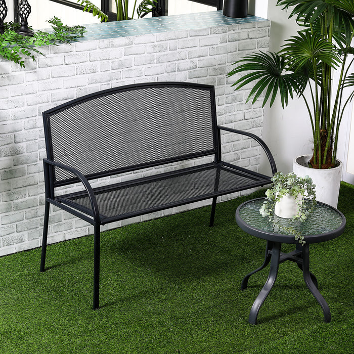 Outdoor Metal Loveseat - 2-Person Patio Bench in Grey - Ideal for Garden, Park, Porch, and Lawn Seating