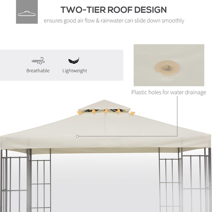 Gazebo Canopy Replacement - 3x3m Cream White Roof Top Cover - Spare Part for Outdoor Shelter