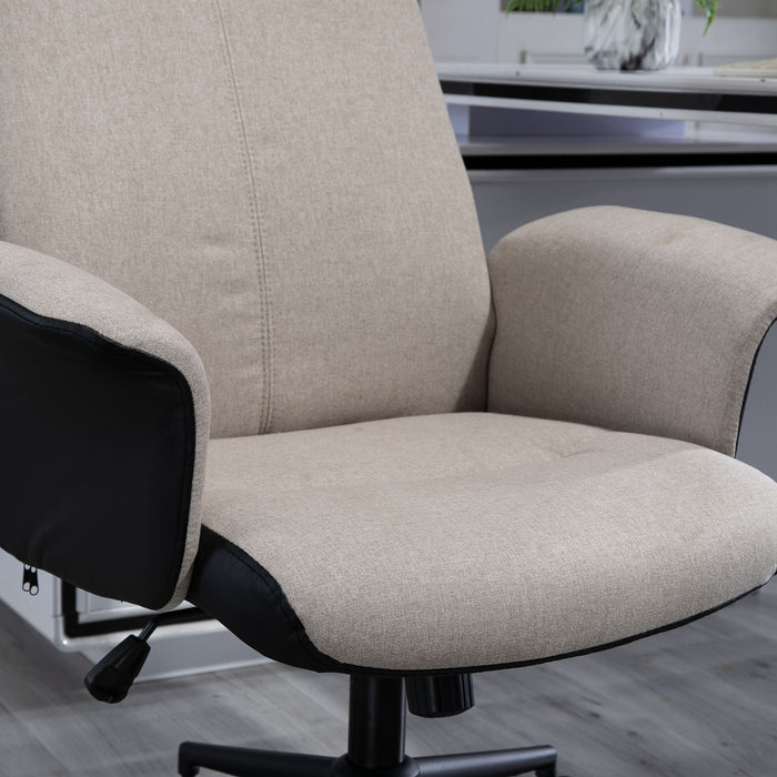 Ergonomic High Back Chair - Linen Fabric Desk Chair with Tilt & Adjustable Height, Armrests - Comfortable Seating Solution for Office Workers