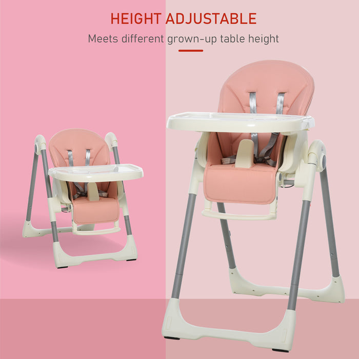 Convertible High Chair for Babies and Toddlers - Foldable, Height-Adjustable, and Wheeled with 5-Point Harness - Perfect for Feeding and Seating Young Children