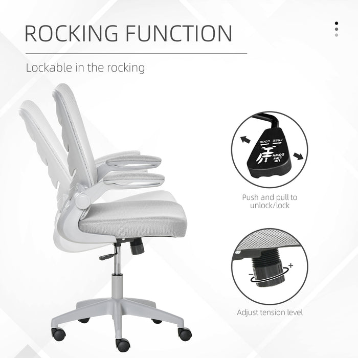 Ergonomic Swivel Mesh Chair with Lumbar Support - Flip-Up Arms and Adjustable Height Office Seating - Ideal for Home Desk Task and Comfort