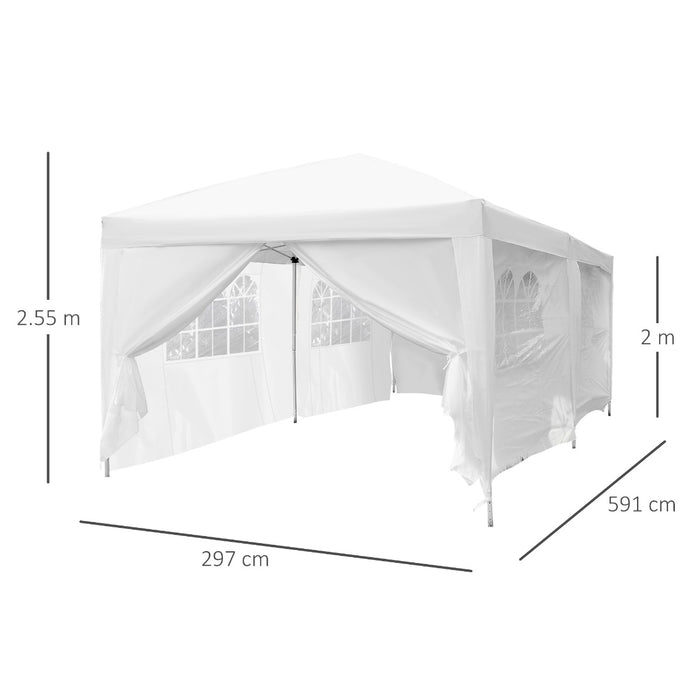 Deluxe Pop Up Gazebo - 6m x 3m White Marquee for Outdoor Events - Perfect Shelter for Parties, Markets, and Garden Gatherings