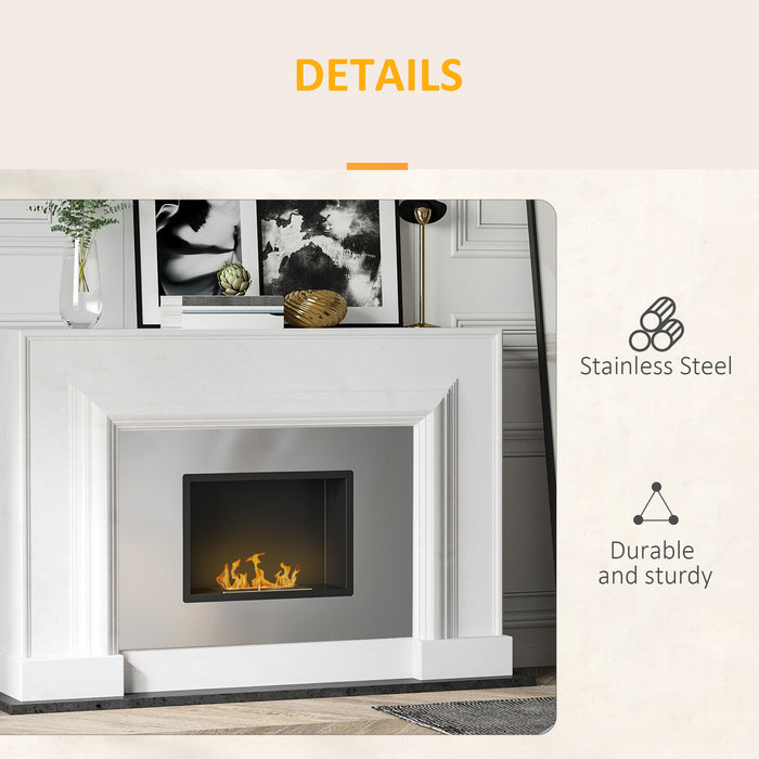 Stainless Steel Wall-Mount Ethanol Fireplace - Eco-Friendly Bioethanol Stove with 1.5L Fuel Tank, 3-Hour Burn Time - Ideal for Modern Home Heating Solutions