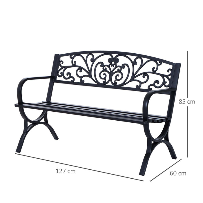 2 Seater Metal Garden Bench - Durable Outdoor Park Porch Patio Loveseat Chair - Ideal Seating for Garden & Romantic Evenings for Couples