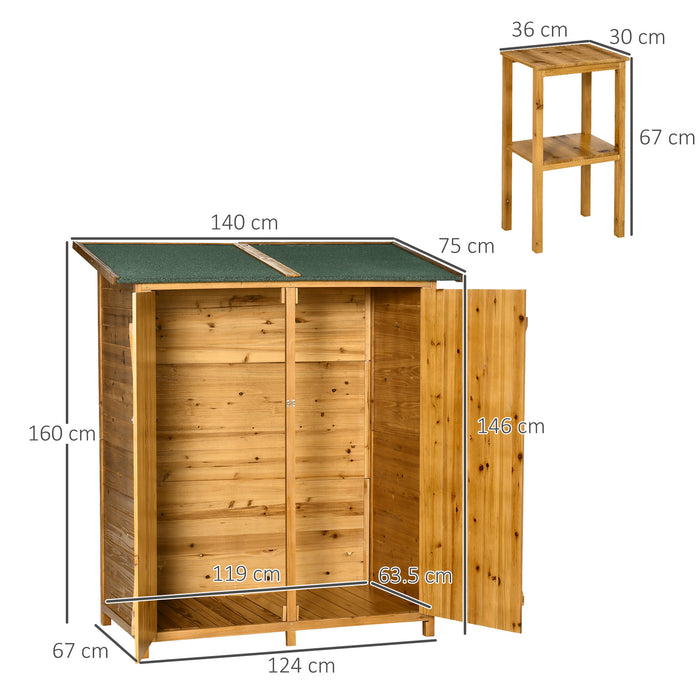 Outdoor Garden Shed with Flexible Worktable and Hooks - Multifunctional, Lockable Storage with Asphalt Roof and Ground Nails - Ideal for Tool Organization and Space Management