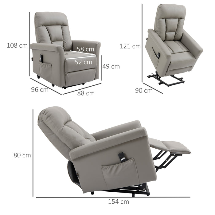 PU Leather Power Lift Recliner Chair - Elderly-Friendly Sofa with Remote Control and Side Pocket - Comfort Seating Solution for Seniors