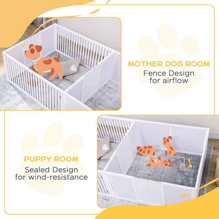 7-Panel Baby Dog Playpen with Triple Entry - Dual-Room Puppy Enclosure, Whelping Box - Safe Space for Training & Play for Young Pets