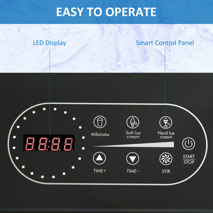1.5L Ice Cream Maker Machine - Stainless Steel Frozen Dessert Station for Gelato, Sorbet, Milkshake, Frozen Yogurt - User-Friendly with Detachable Paddle & LED Display
