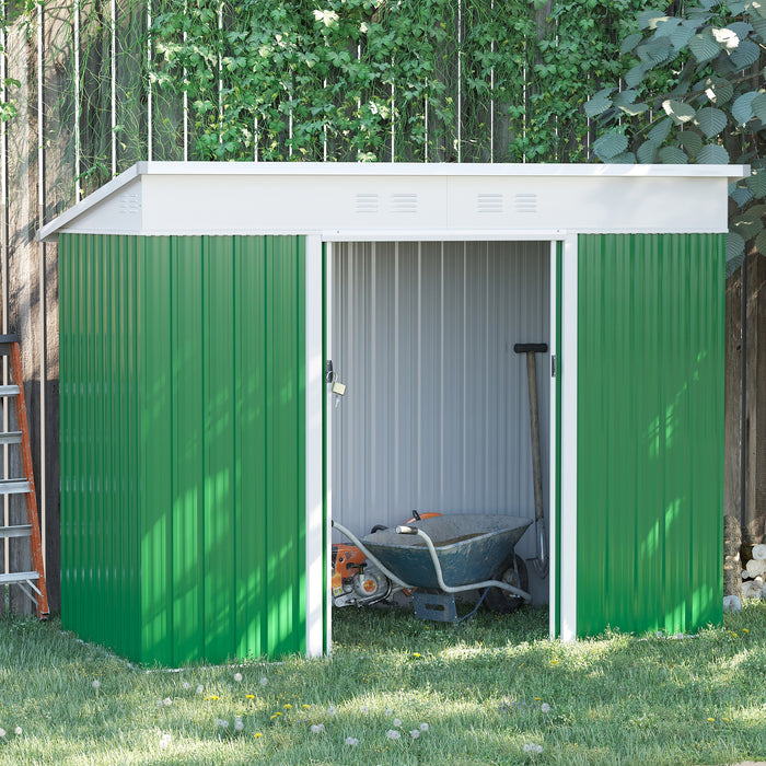 Garden Storage Shed with Sliding Door - 7.6x4.3 ft, Ventilation Window & Sloped Roof for Gardening Tool Organization - Ideal for Outdoor Equipment Protection and Space Management