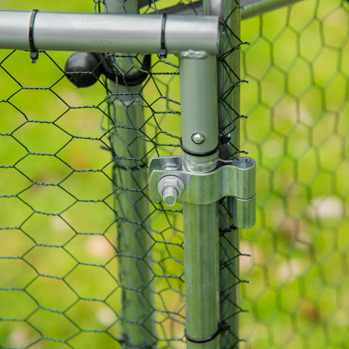 Large Galvanized Chicken Run Coop - Spacious Walk-In Hen Poultry House with Rabbit Hutch, Metal Enclosure for Outdoor Use - Ideal for Backyard Farmers & Pet Lovers, 200x105x172cm